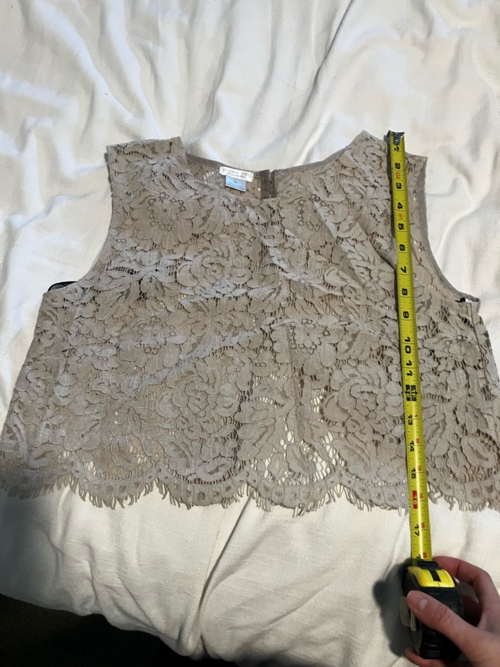Jenny Yoo Lace Crop Top Taupe